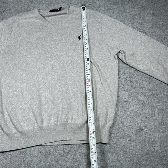Polo Ralph Lauren Pullover Sweater Mens Size XL Grey V Neck Pima Cotton - Picture 5 of 13